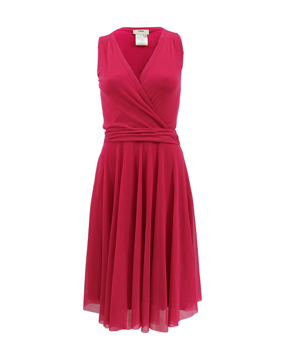 FUZZI-Sleeveless V-Neck Wrap Waist Dress-