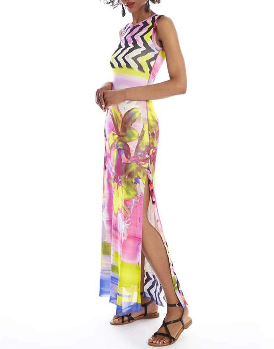 FUZZI-Crewneck Printed Maxi Dress-