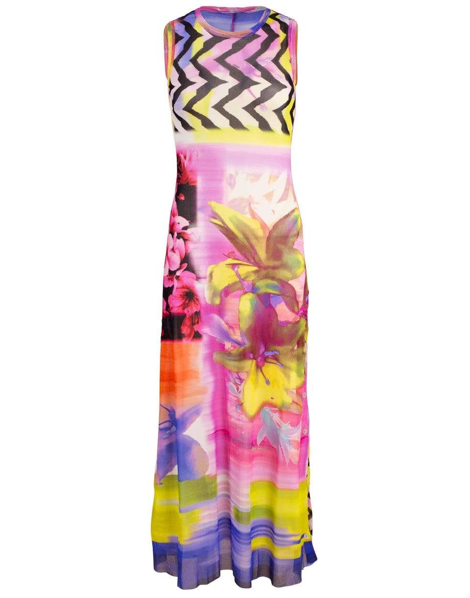 FUZZI-Crewneck Printed Maxi Dress-
