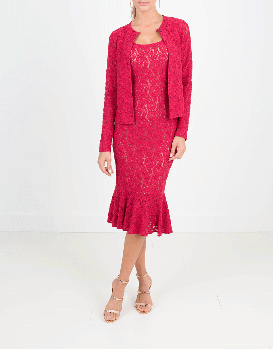 FUZZI-Flounce Bottom Lace Dress-