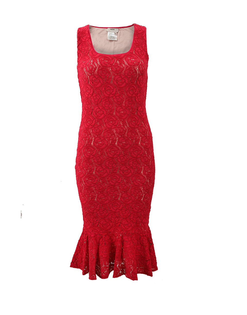 FUZZI-Flounce Bottom Lace Dress-