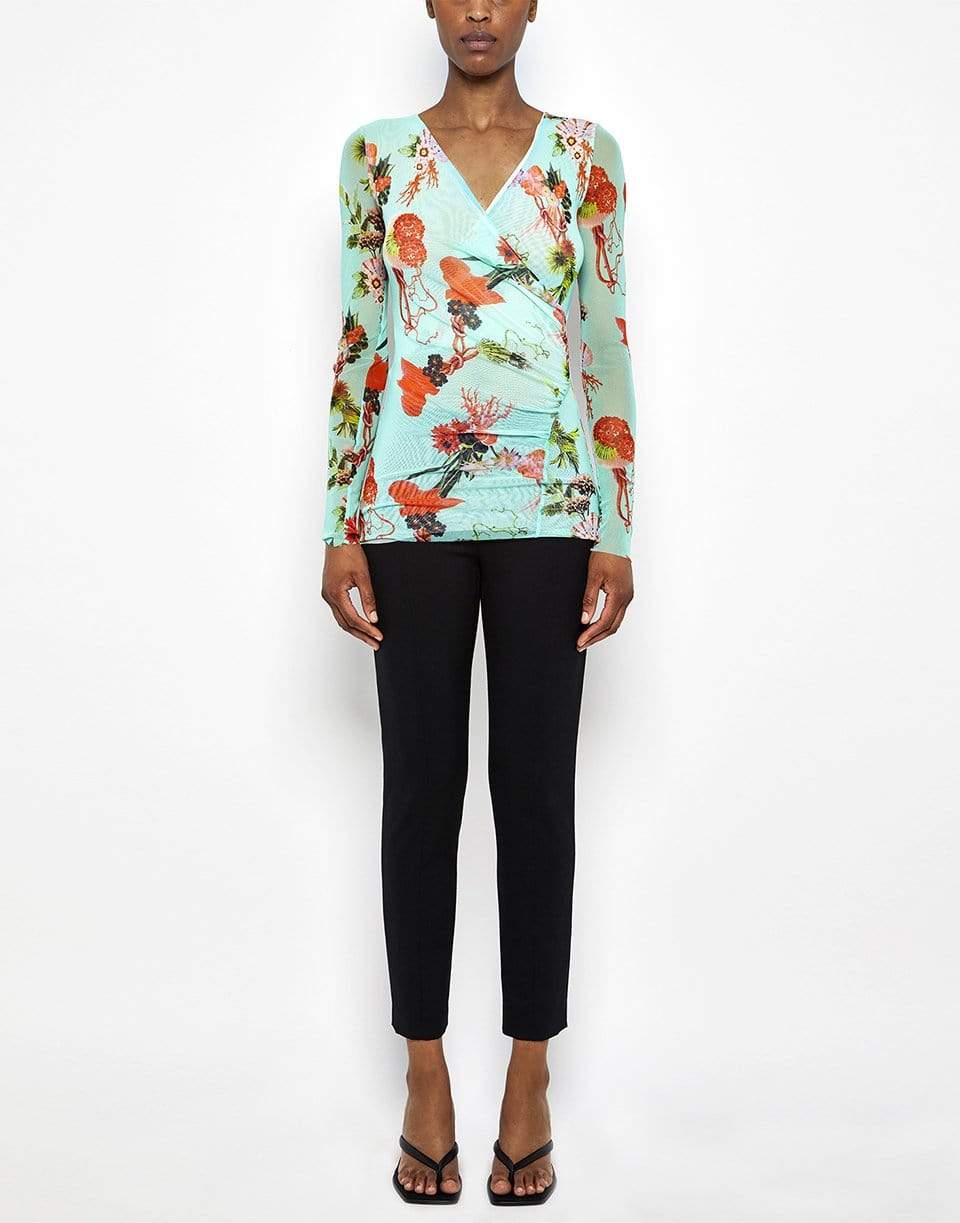 FUZZI-Long Sleeve V Neck Blouse-