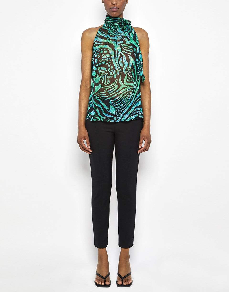 FUZZI-Sleeveless Animalier Print Blouse-