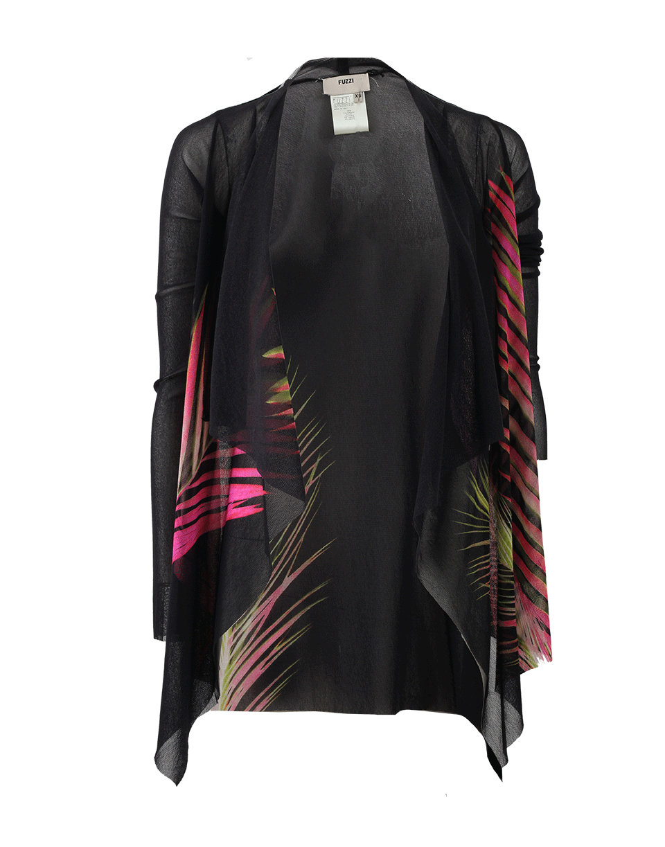 FUZZI-Drape Palm Print Cardigan-