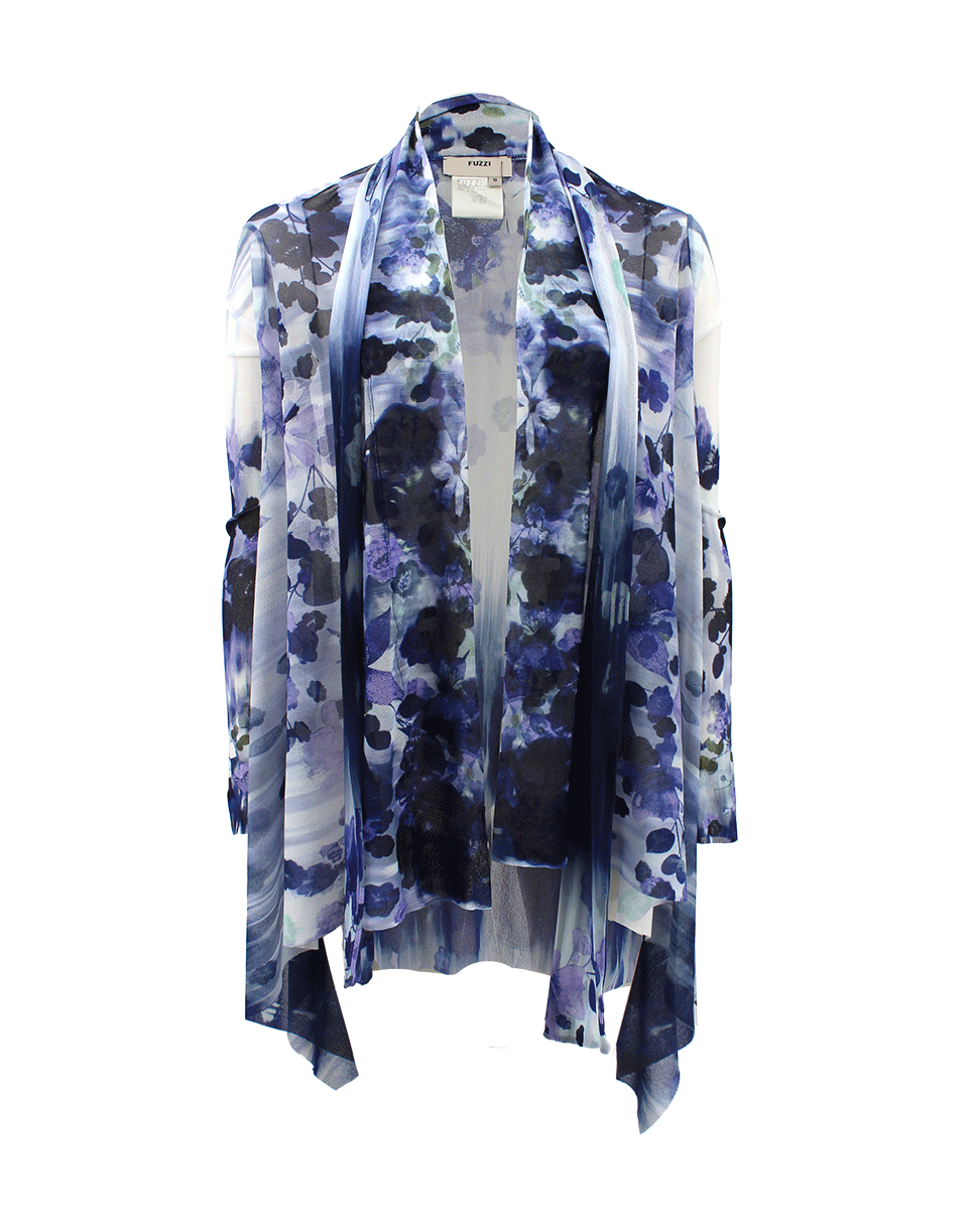 FUZZI-Long Sleeve Drape Floral Cardigan-