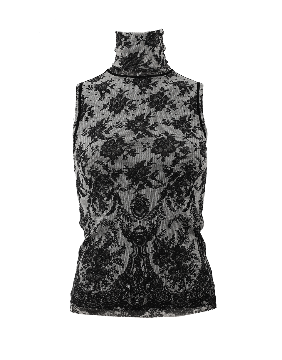 FUZZI-Floral Lace Turtleneck-