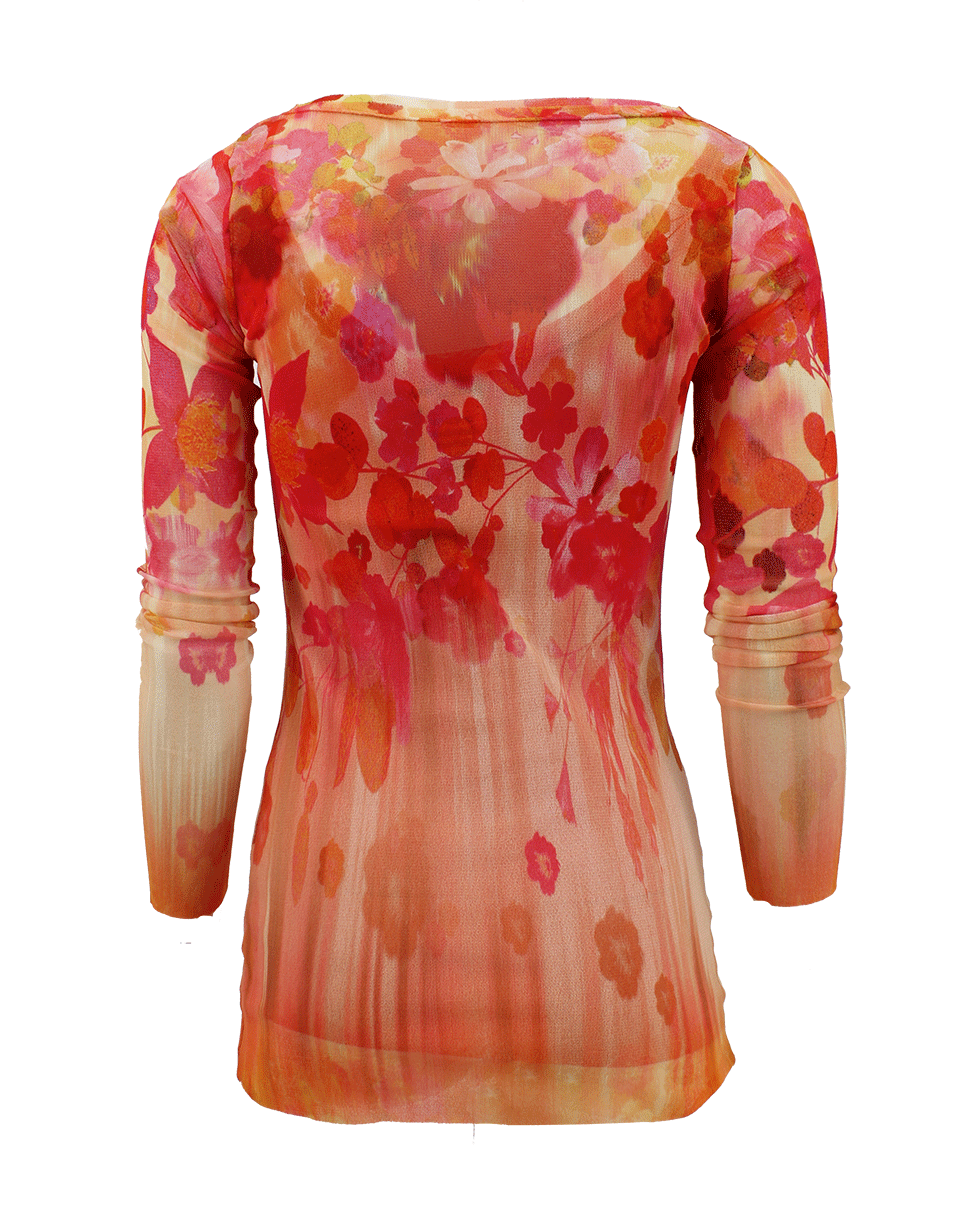 FUZZI-Long Sleeve Cowl Neck Floral Print Top-