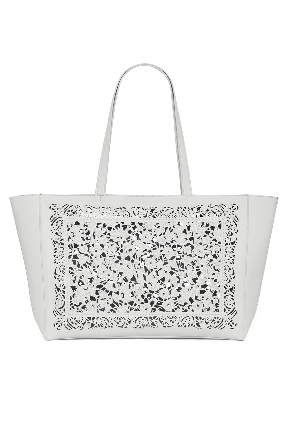  Floral Laser Cut Tote Bag-CREAM-HANDBAGTOTES-GABRIELA HEARST 