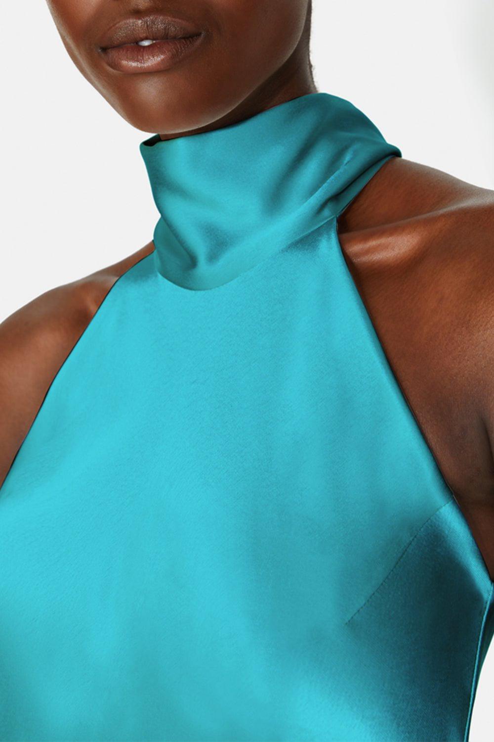 GALVAN LONDON-Cropped Sienna Dress - Lagoon-