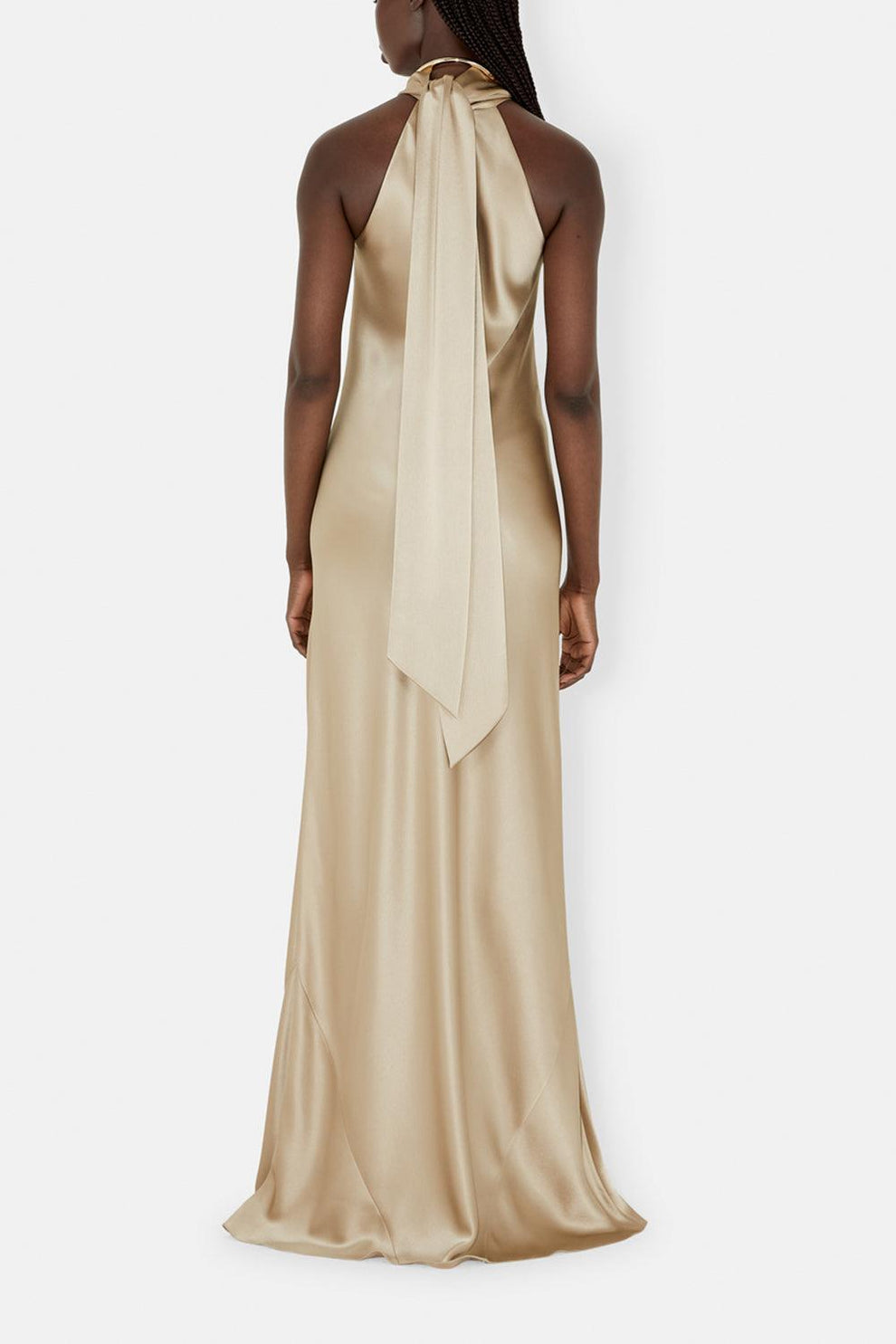 galvan satin dress Sienna halterneck satin midi dress in orange - Galvan