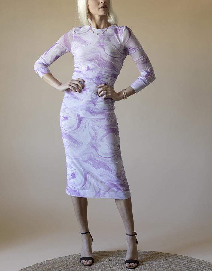 GANNI-Printed Mesh Dress-