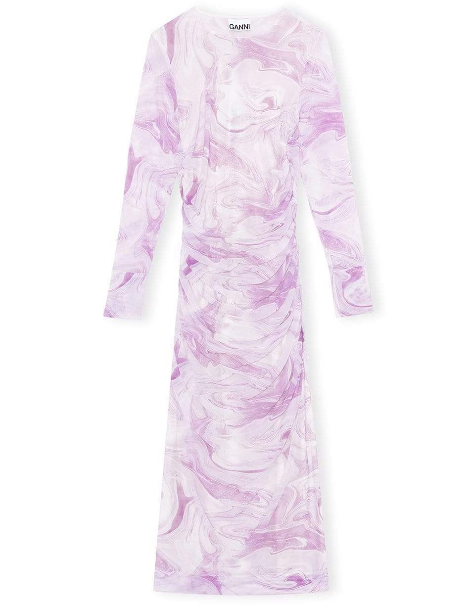 GANNI-Printed Mesh Dress-