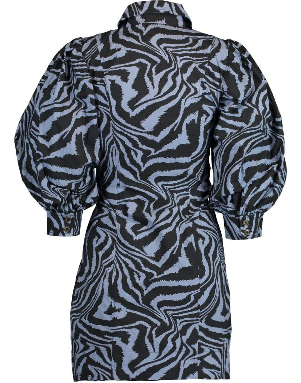 GANNI-Balloon Sleeve Print Shirt Dress-