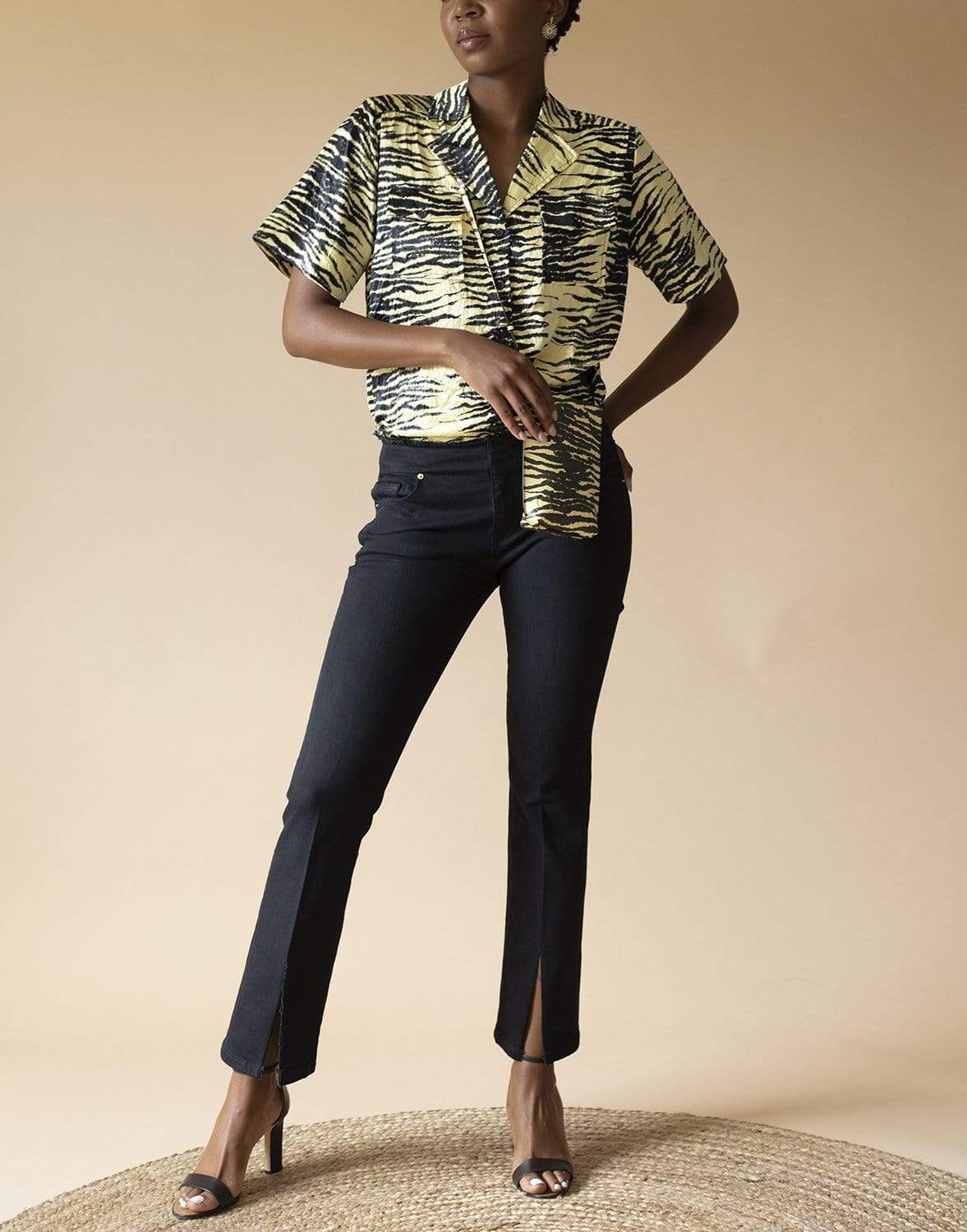 GANNI-Crinkled Satin Relaxed Short-Sleeve Shirt-