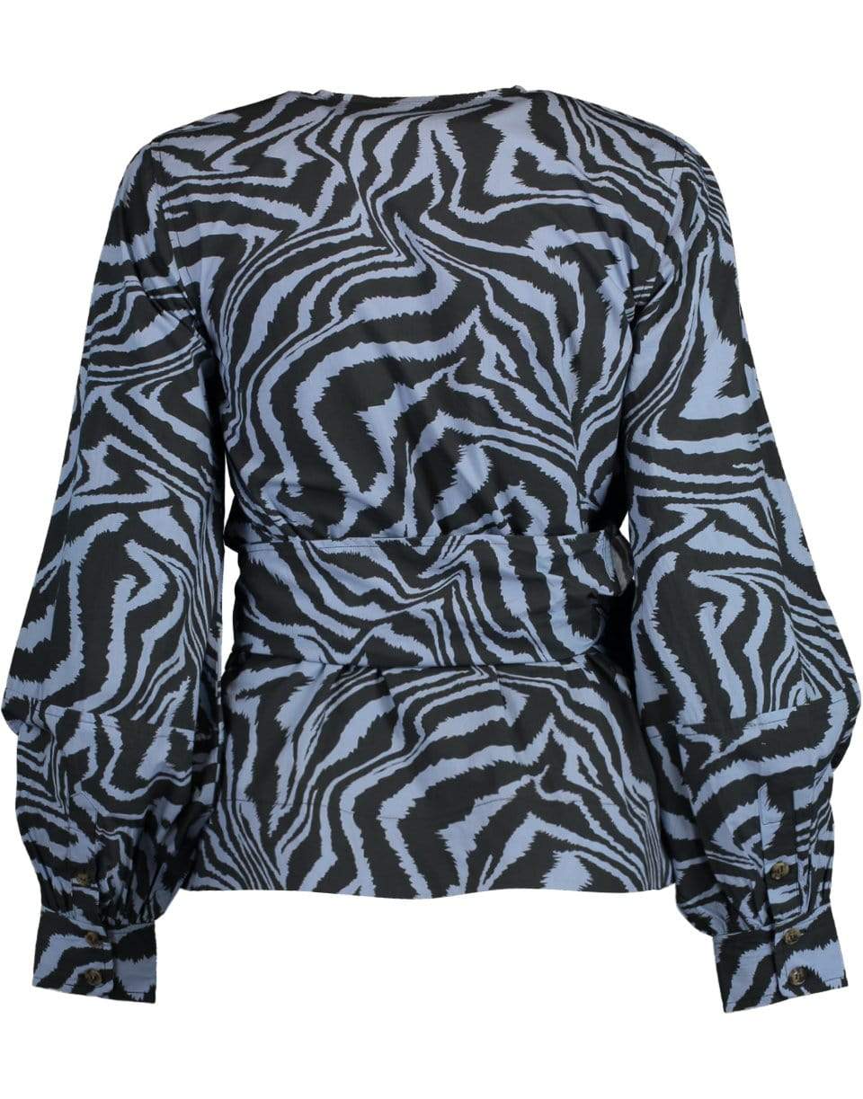 GANNI-Print Wrap Top-