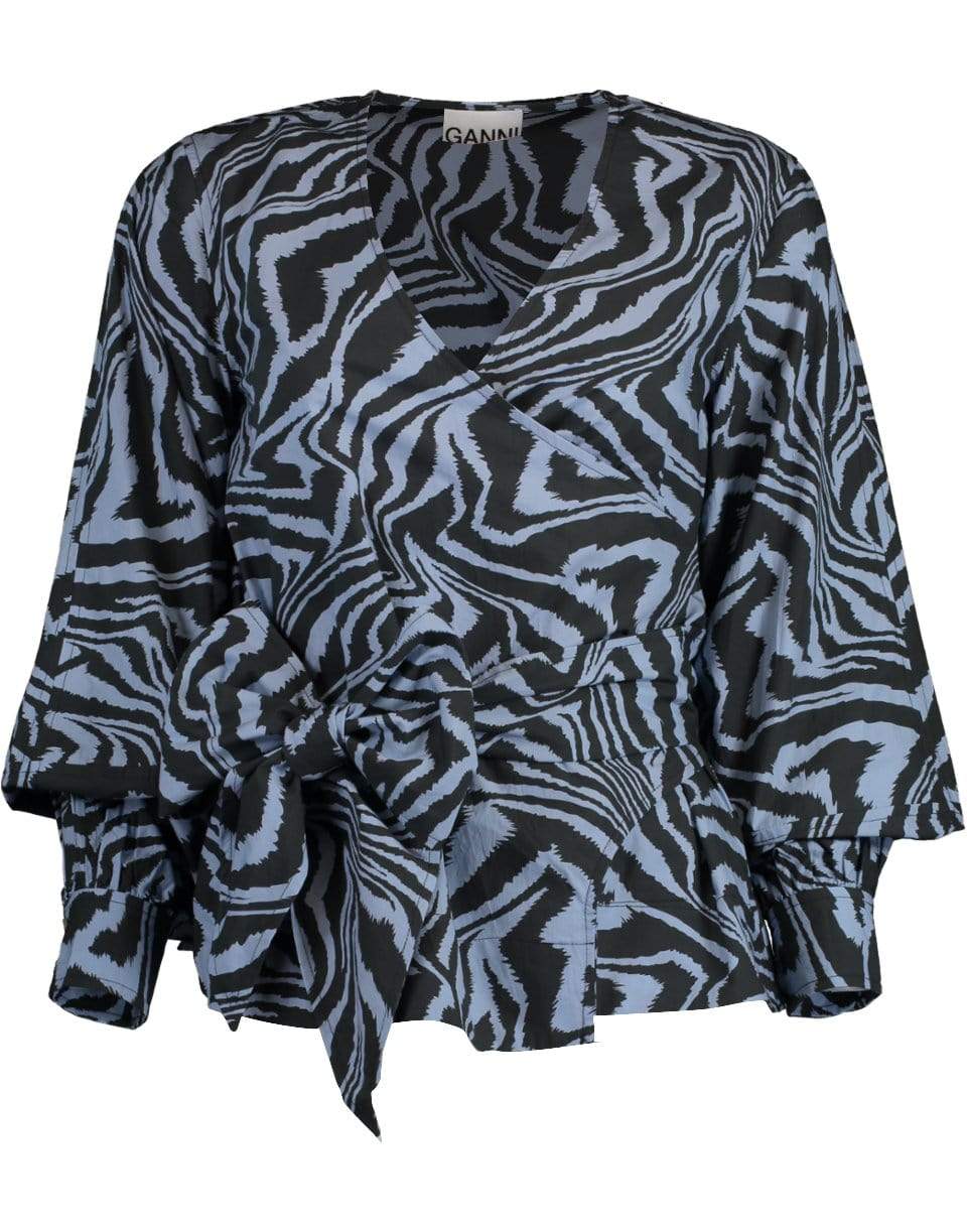 GANNI-Print Wrap Top-