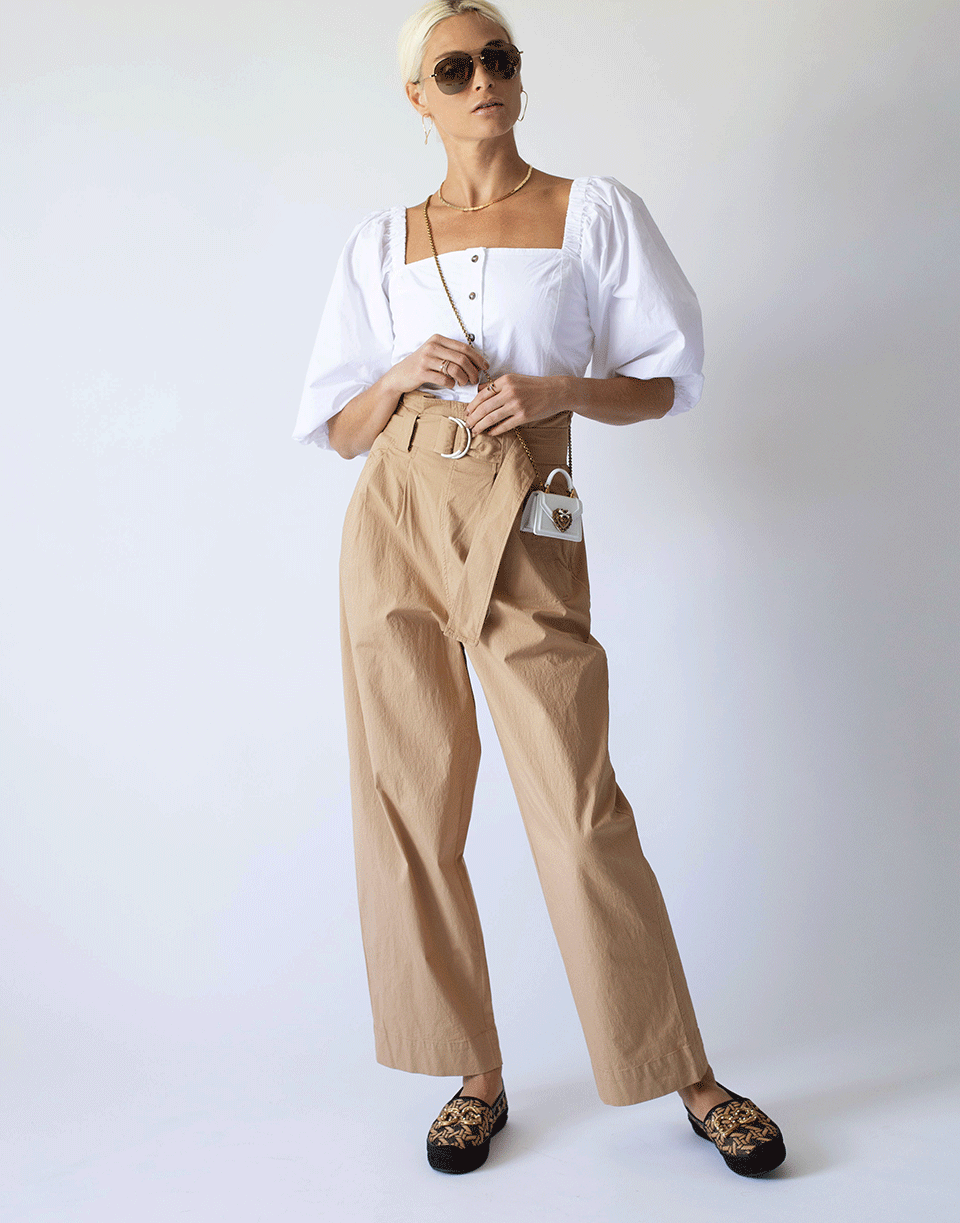 GANNI-White Poplin Corset Blouse-