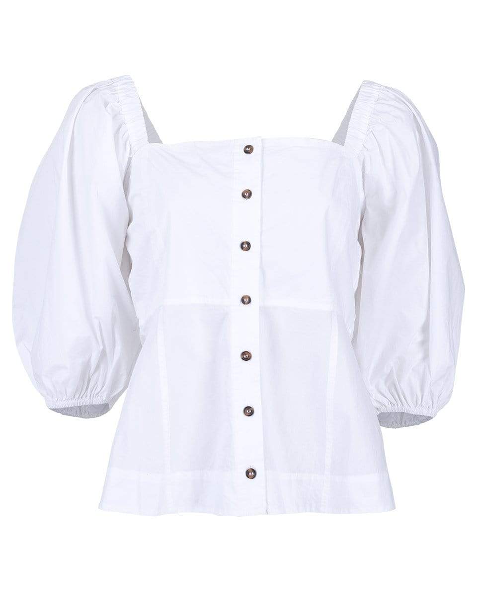 GANNI-White Poplin Corset Blouse-