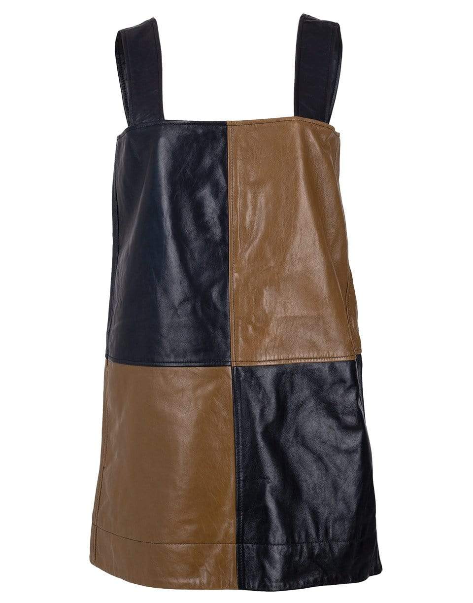 GANNI-Colorblock Lamb Leather Dress-