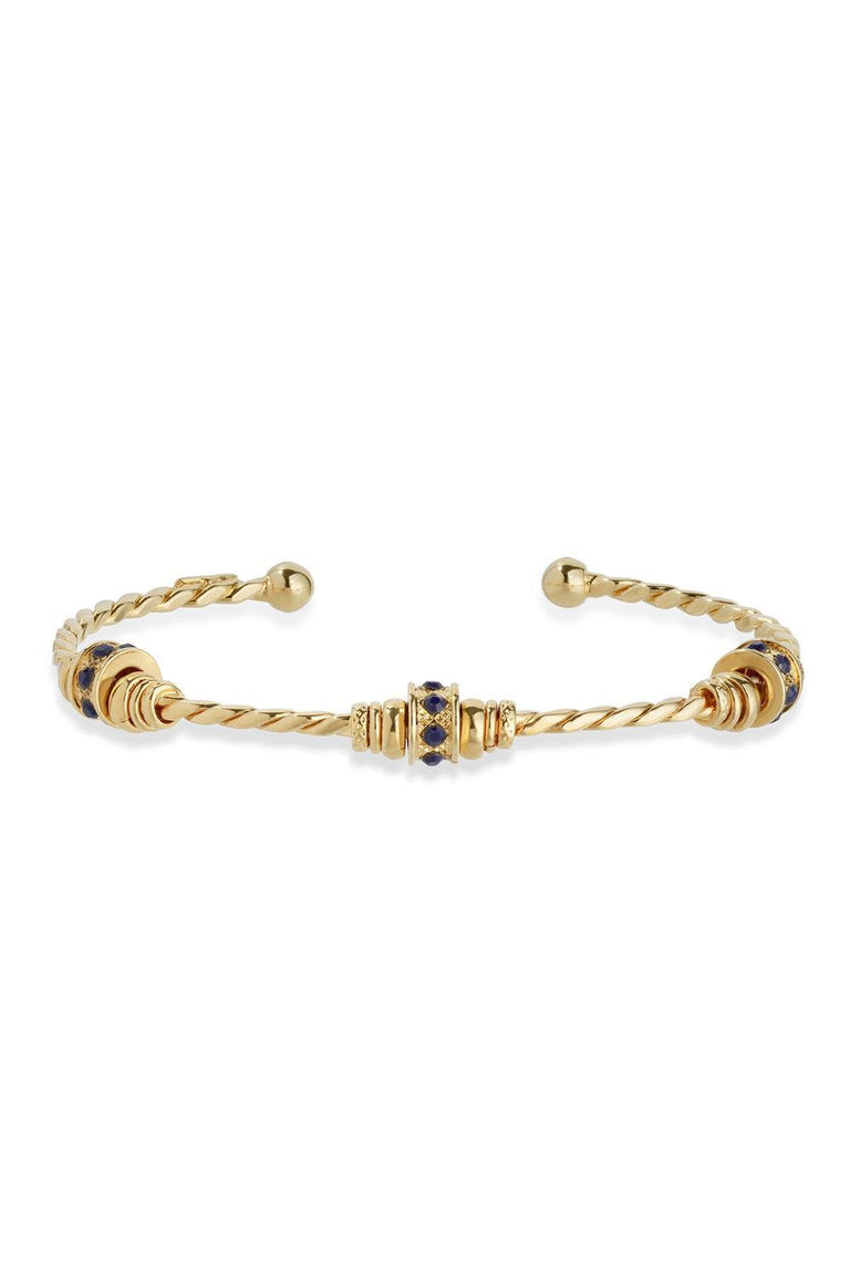 Navy Small Torsade Strass Bangle Bracelet