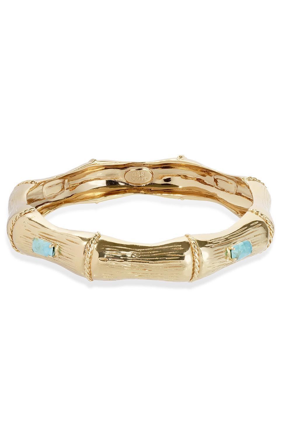 Turquoise Bambou Strass Bracelet-YELLOW-JEWELRYBOUTIQUEBRACELET O-GAS BIJOUX