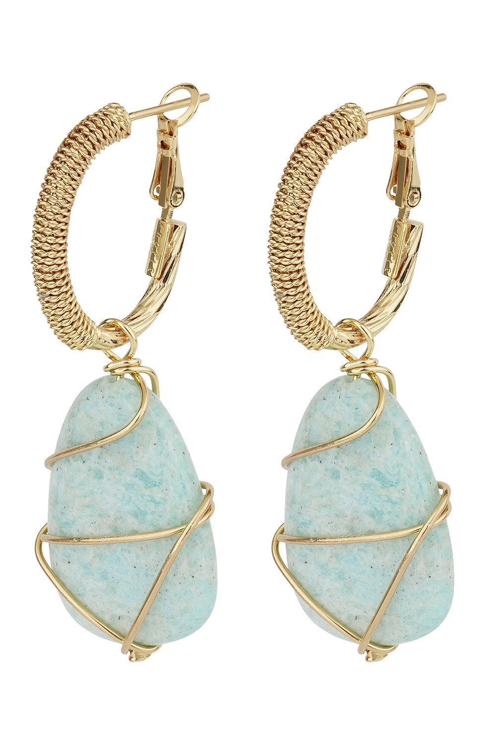 Amazonite Rainbow Large Lyre Earrings-BLUE-JEWELRYBOUTIQUEEARRING-GAS BIJOUX