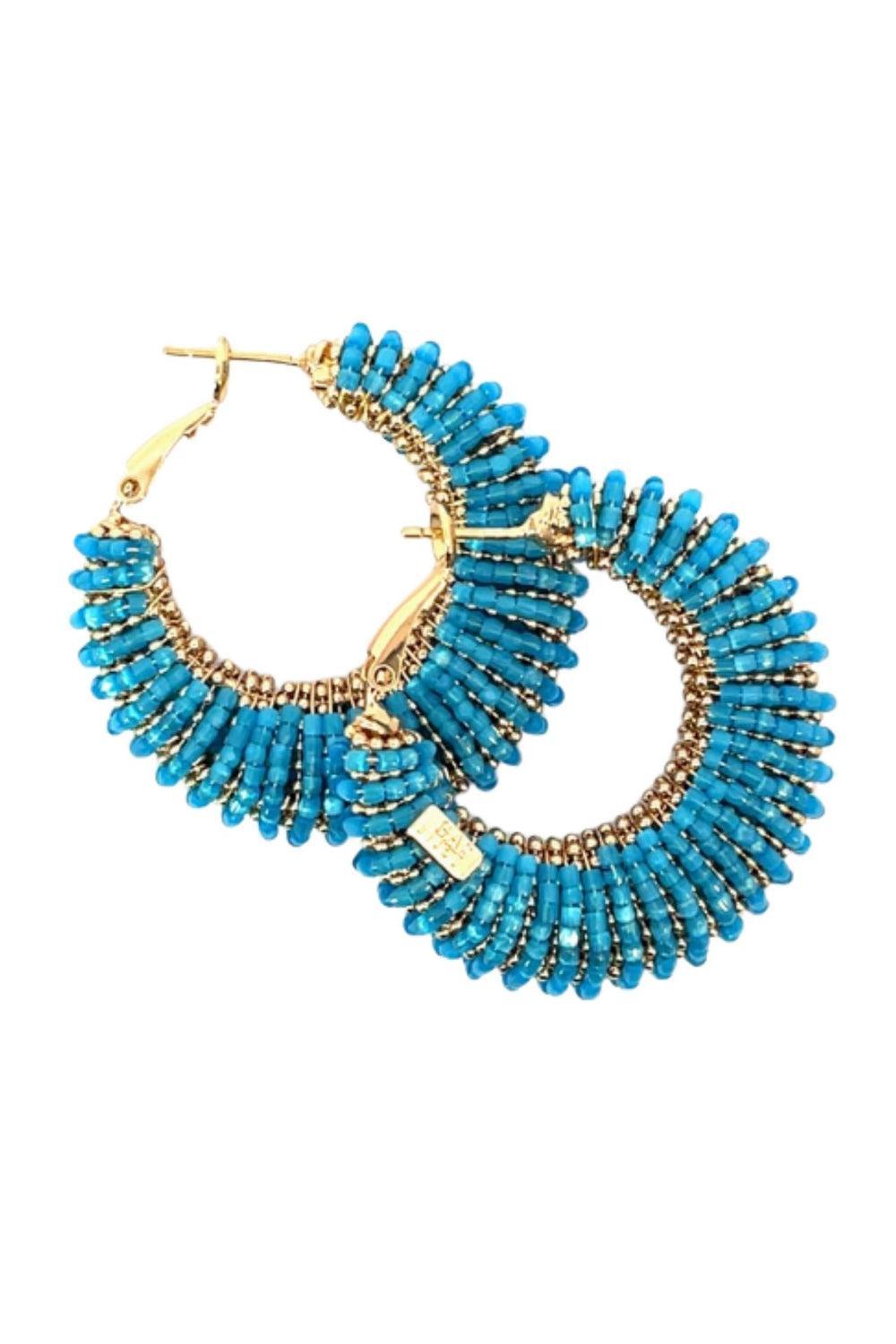 Blue Beaded Large Izzia Earrings-BLUE-JEWELRYBOUTIQUEEARRING-GAS BIJOUX