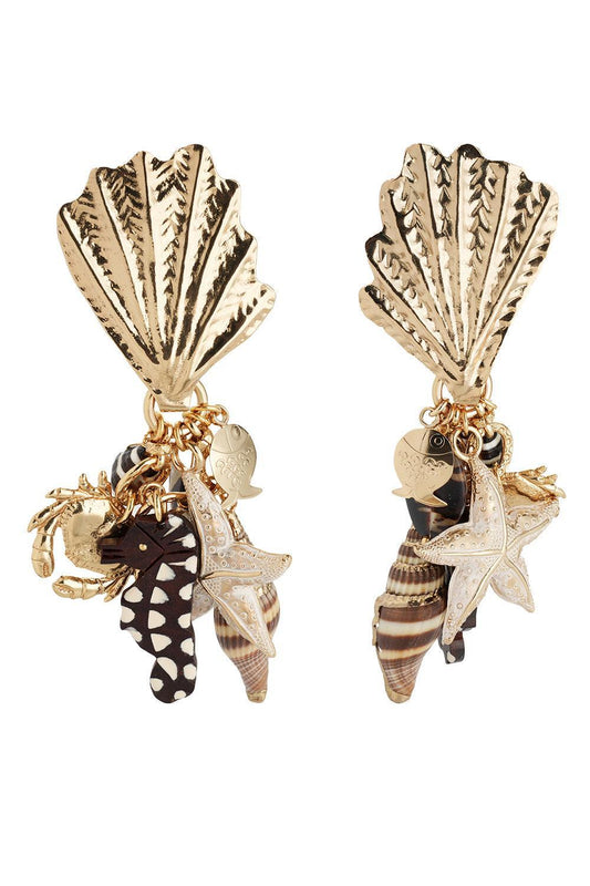 Brown Beach Charm Shellita Earrings-BROWN-JEWELRYBOUTIQUEEARRING-GAS BIJOUX
