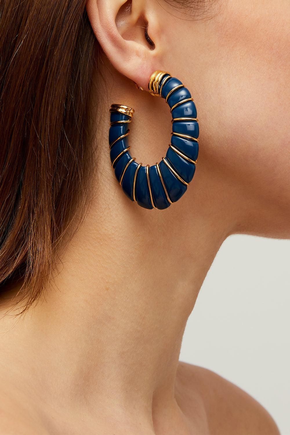Navy Large Cyclade Earrings