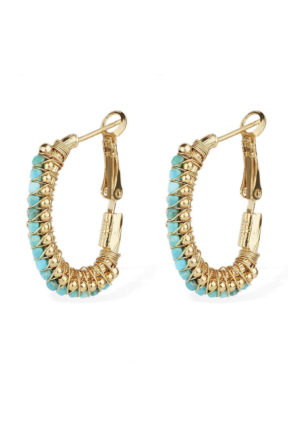 Turquoise Creole Lyre Hoop Earrings-TURQUOIS-JEWELRYBOUTIQUEEARRING-GAS BIJOUX