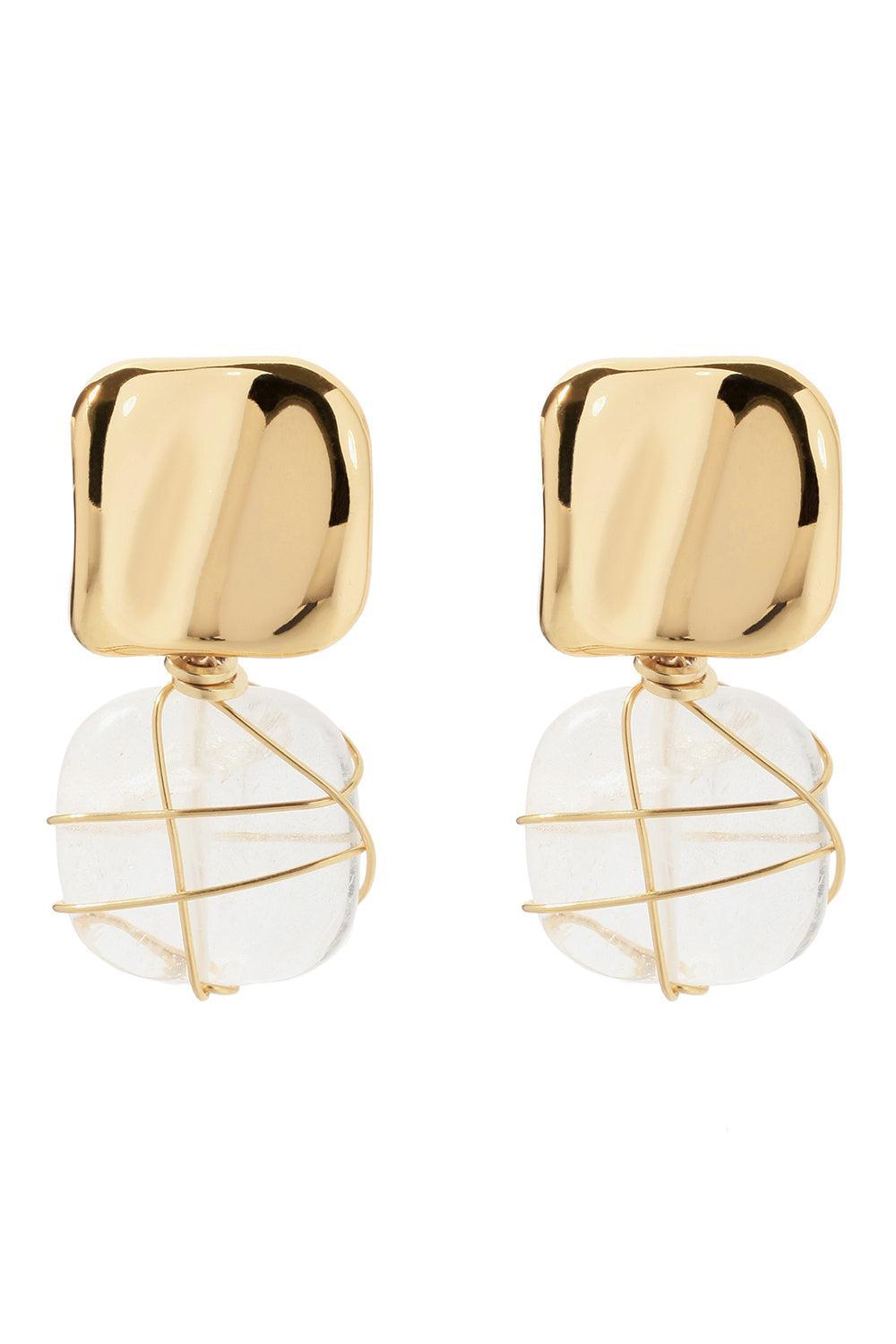 Rock Crystal Rainbow Square Earrings-WHITE-JEWELRYBOUTIQUEEARRING-GAS BIJOUX