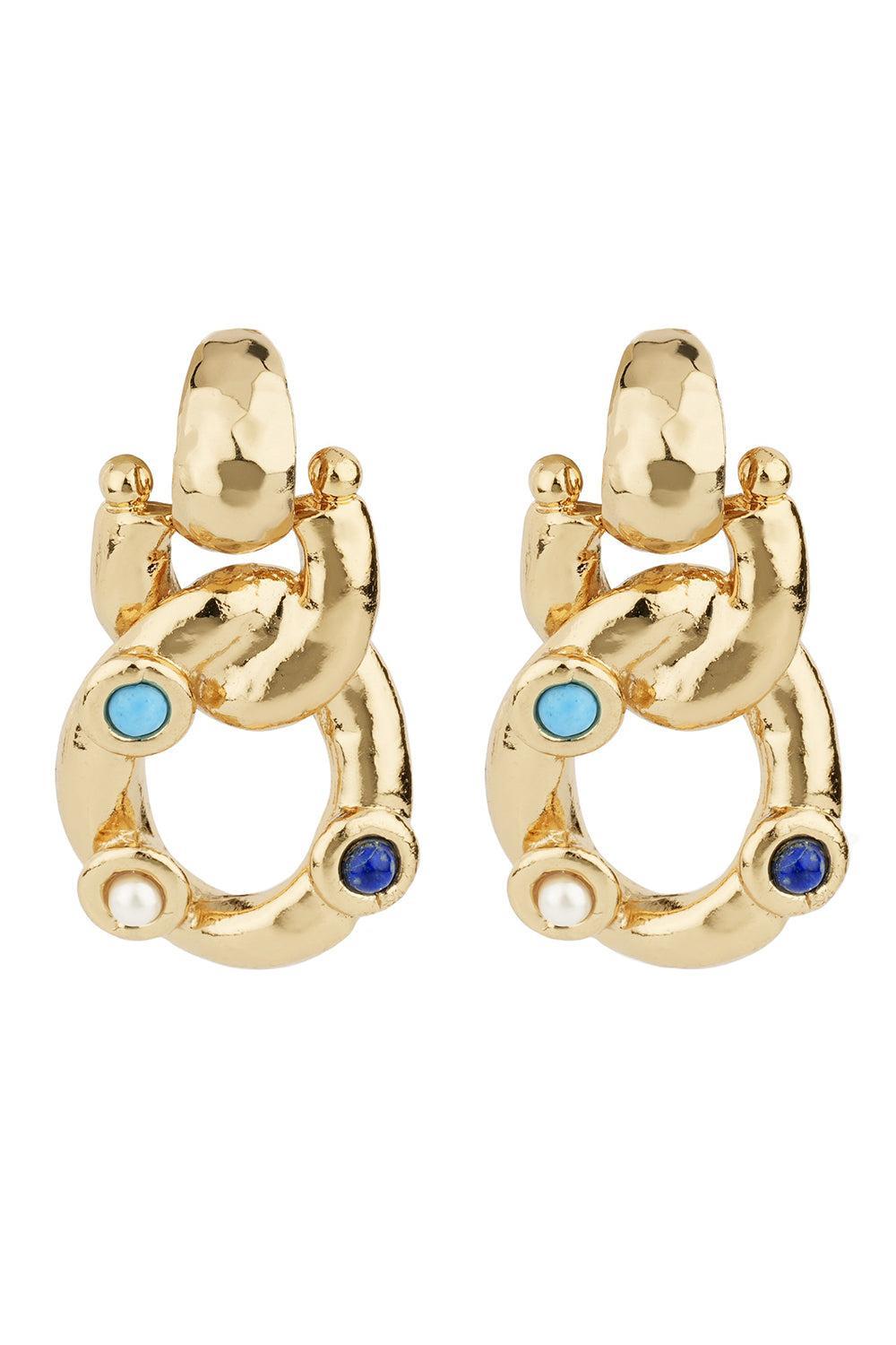 Turqoise Lapis Pearl Small Mitsi Earrings-YELLOW-JEWELRYBOUTIQUEEARRING-GAS BIJOUX