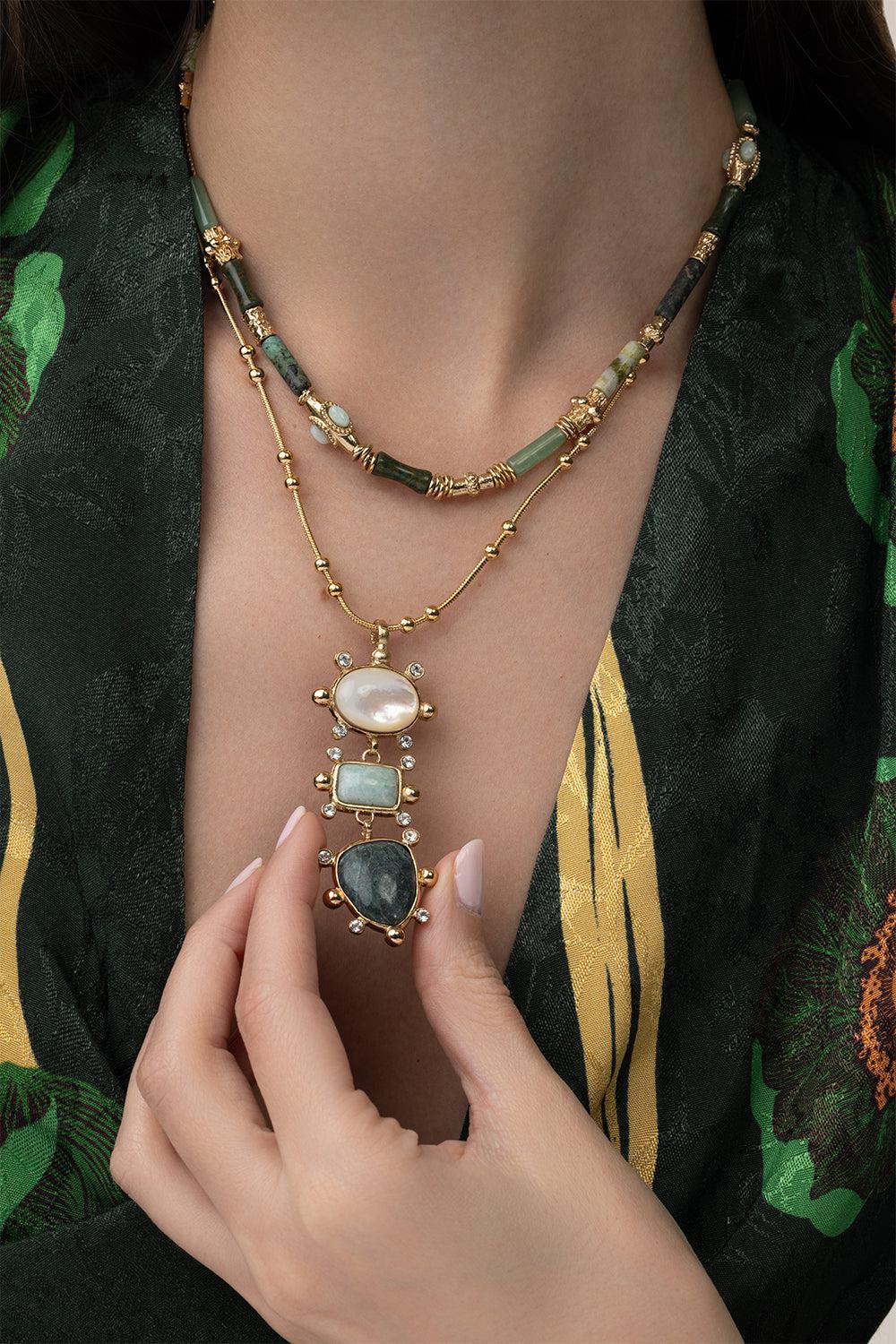 Tiki Necklace-BLUE-JEWELRYBOUTIQUENECKLACE O-GAS BIJOUX