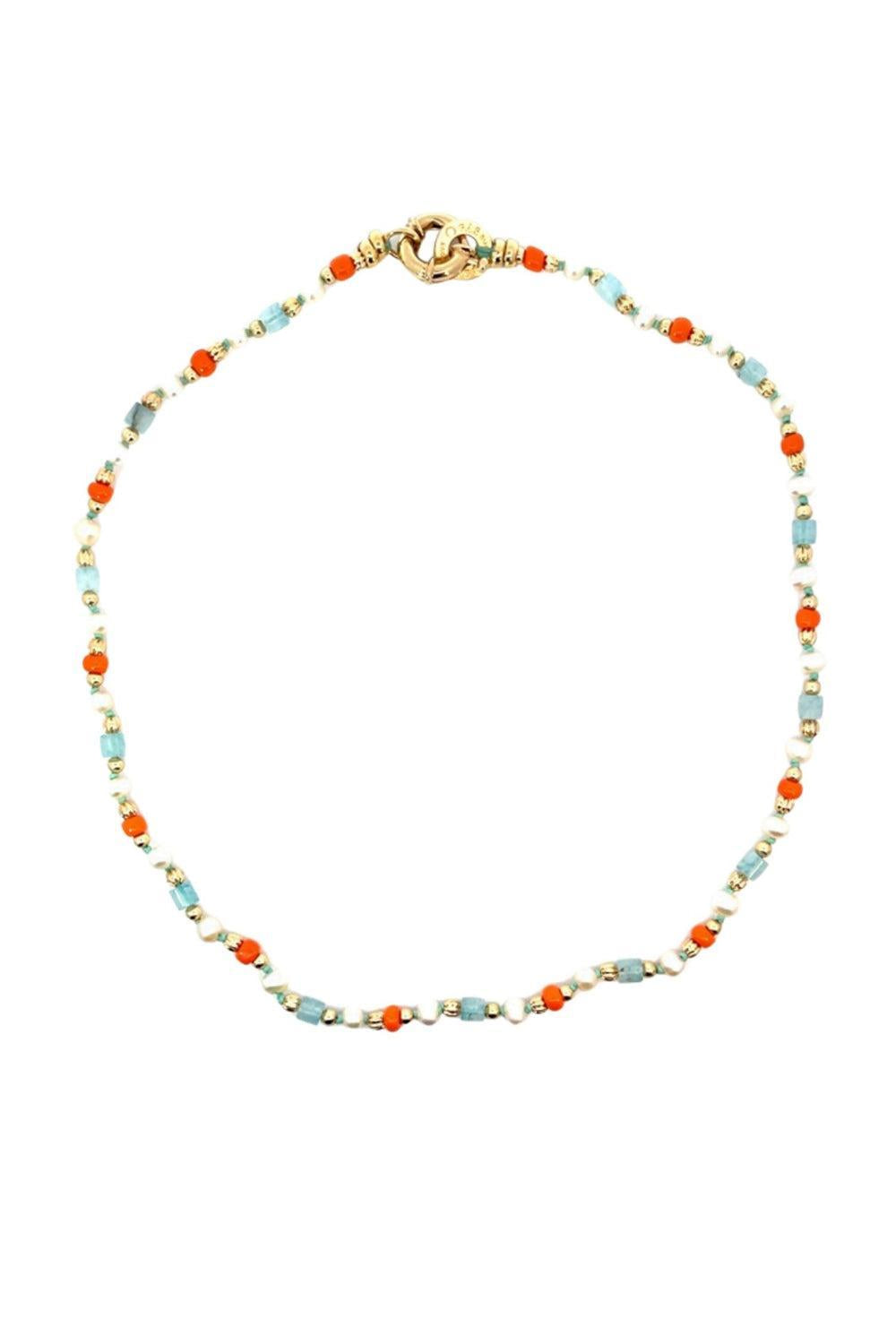 Orange Blue Pearl Beaded Alex Necklace-PRL/ORNG-JEWELRYBOUTIQUENECKLACE O-GAS BIJOUX