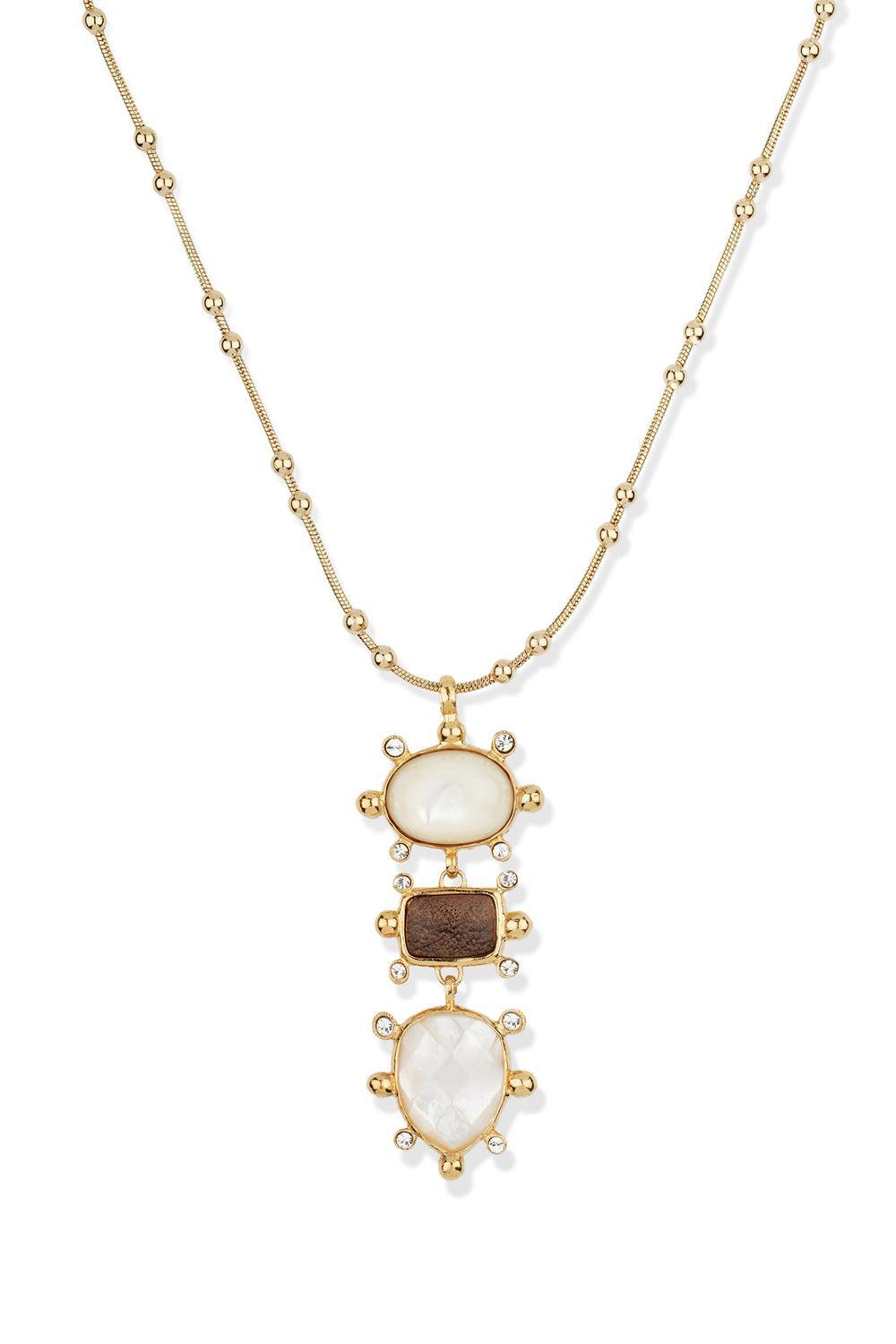 Pearl Tiki Three Row Necklace-WHITE-JEWELRYBOUTIQUENECKLACE O-GAS BIJOUX