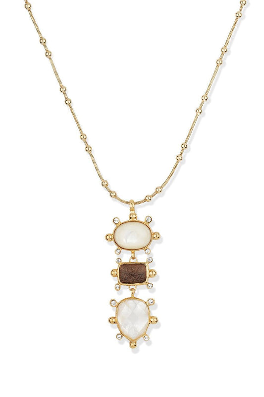 Pearl Tiki Three Row Necklace-WHITE-JEWELRYBOUTIQUENECKLACE O-GAS BIJOUX