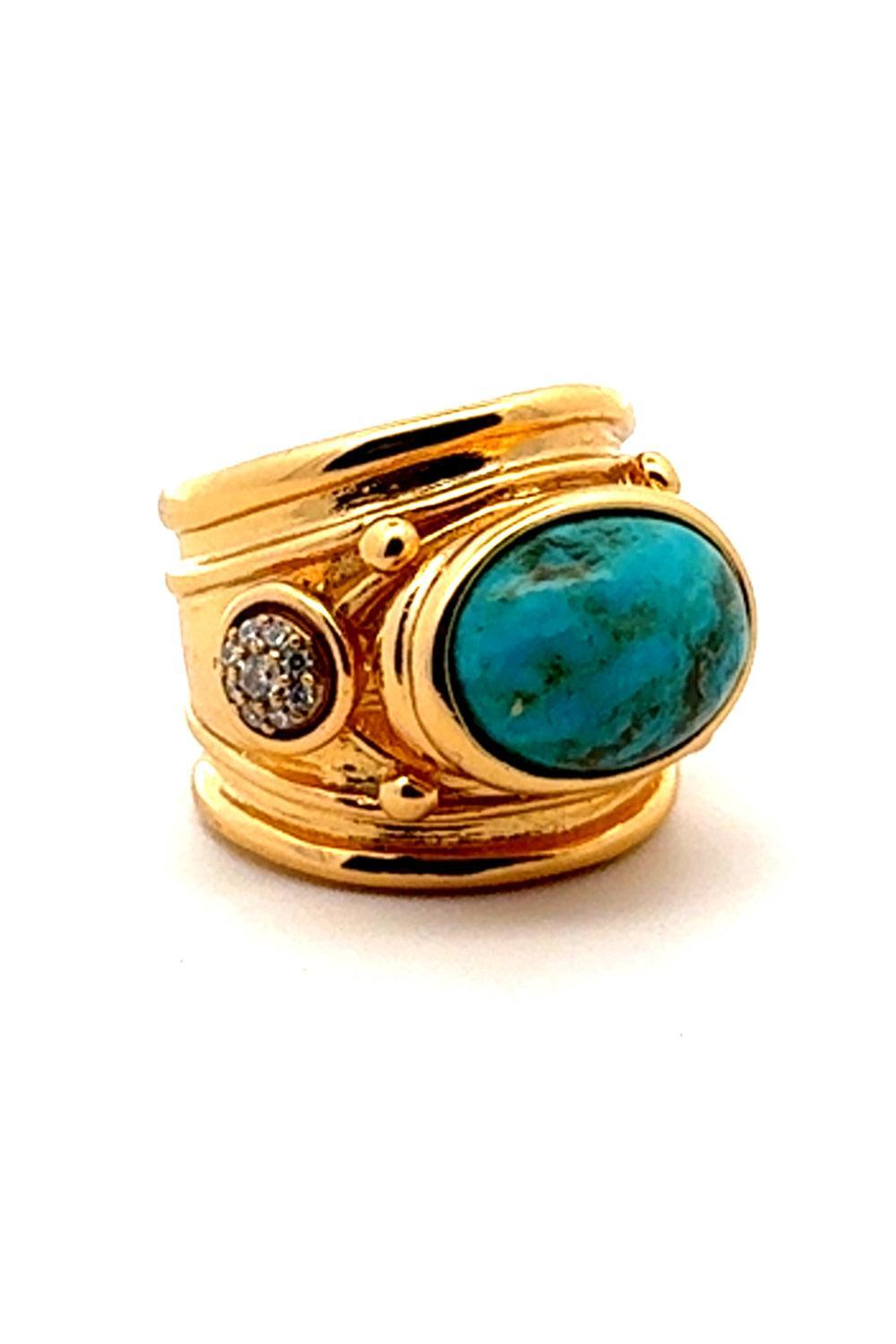 Turquoise Zircone Side Simone Ring-TURQ-6.5-JEWELRYBOUTIQUERING-GAS BIJOUX