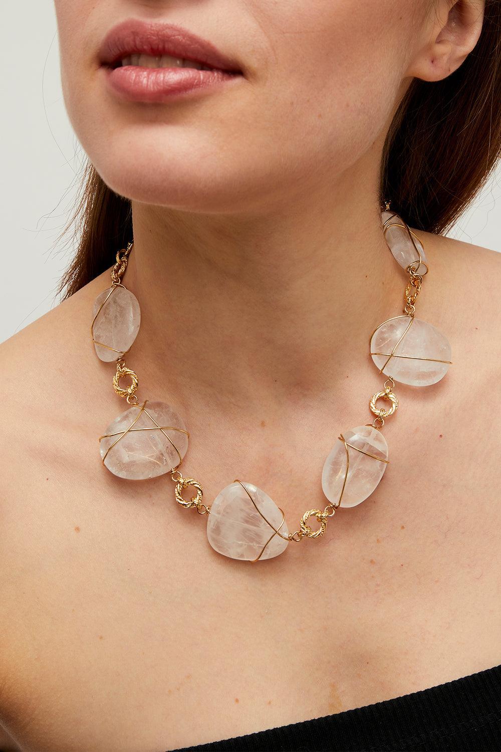 Rock Crystal Rainbow Multi Necklace-YELLOW-JEWELRYFINE JEWELNECKLACE O-GAS BIJOUX