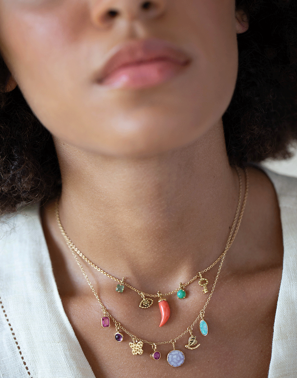 GAYA-Butterfly Amethyst and Opal Charm Necklace-YELLOW GOLD