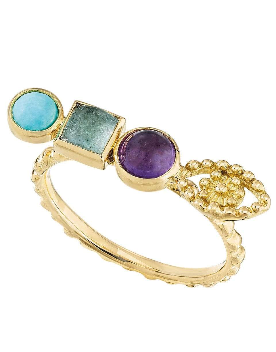 GAYA-Three Stone and Eye Ring-YELLOW GOLD