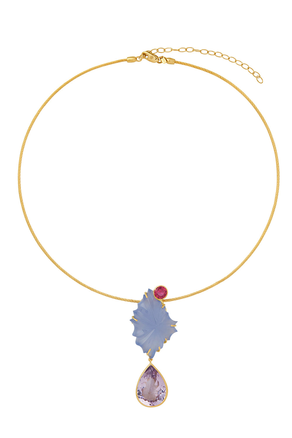  Chalcedony Sculpture II Necklace-YELLOW GOLD-JEWELRYFINE JEWELNECKLACE O-GAYA JOYAS 