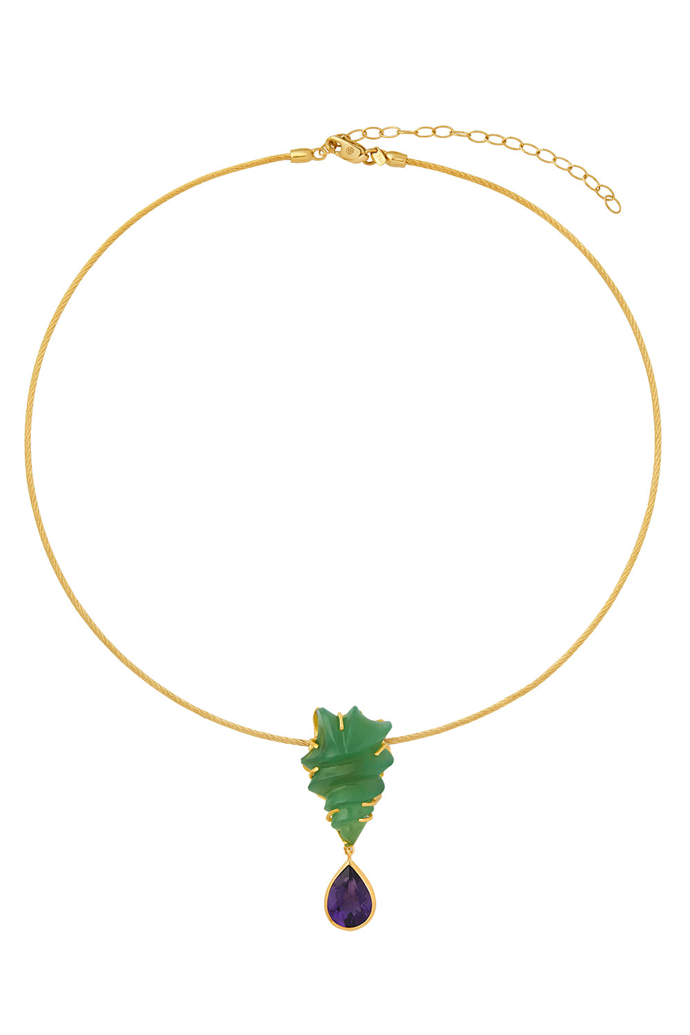  Chrysoprase Sculpture Necklace-YELLOW GOLD-JEWELRYFINE JEWELNECKLACE O-GAYA JOYAS 