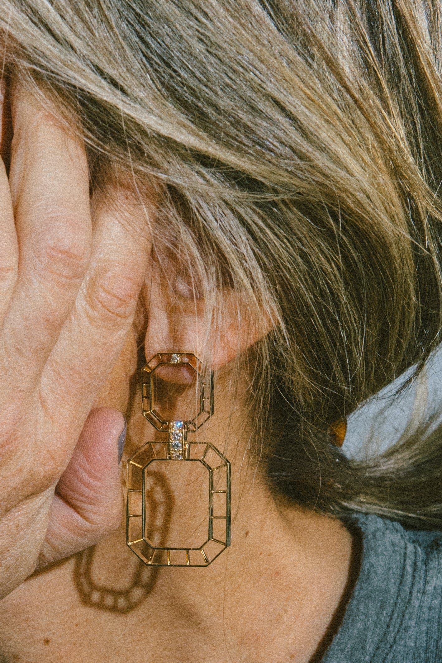 GEMELLA JEWELS-Diamond Skeleton Earrings-YELLOW GOLD