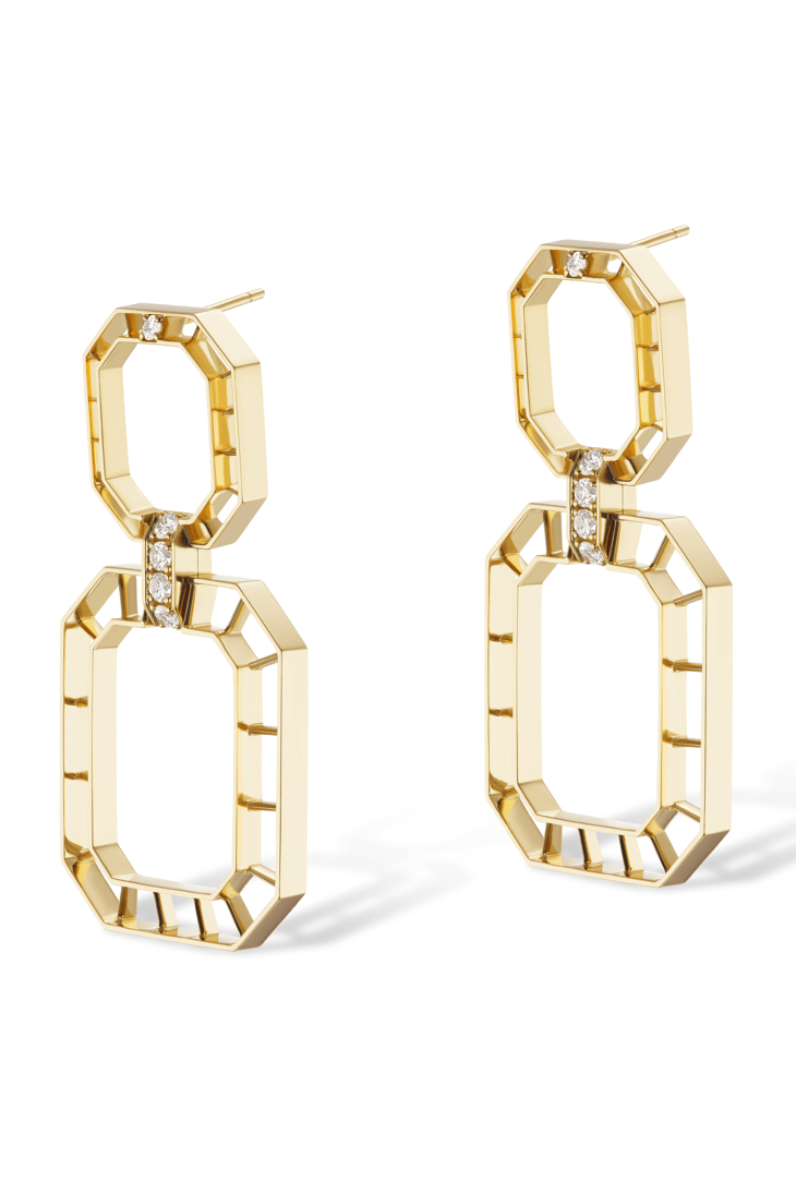 GEMELLA JEWELS-Diamond Skeleton Earrings-YELLOW GOLD