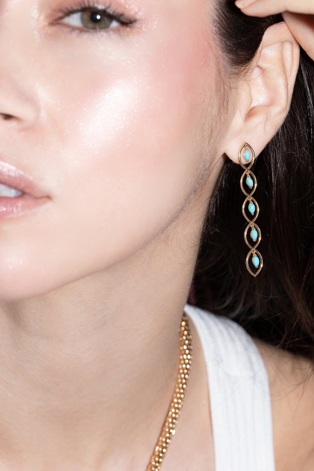 GEMELLA JEWELS-Turquoise Qui-Qui Earrings-YELLOW GOLD