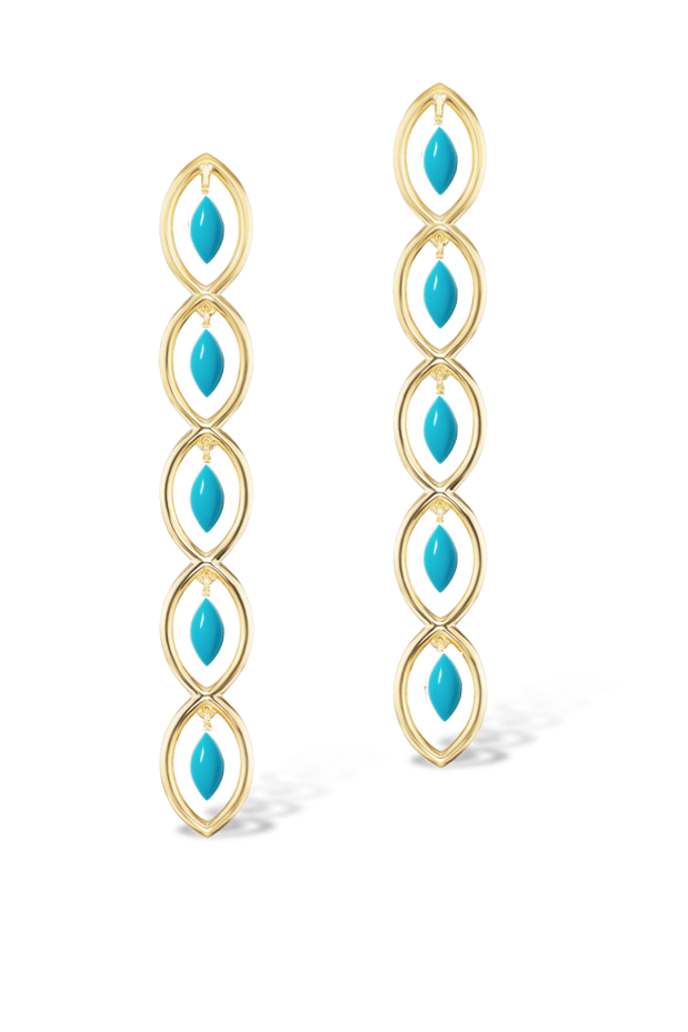 GEMELLA JEWELS-Turquoise Qui-Qui Earrings-YELLOW GOLD
