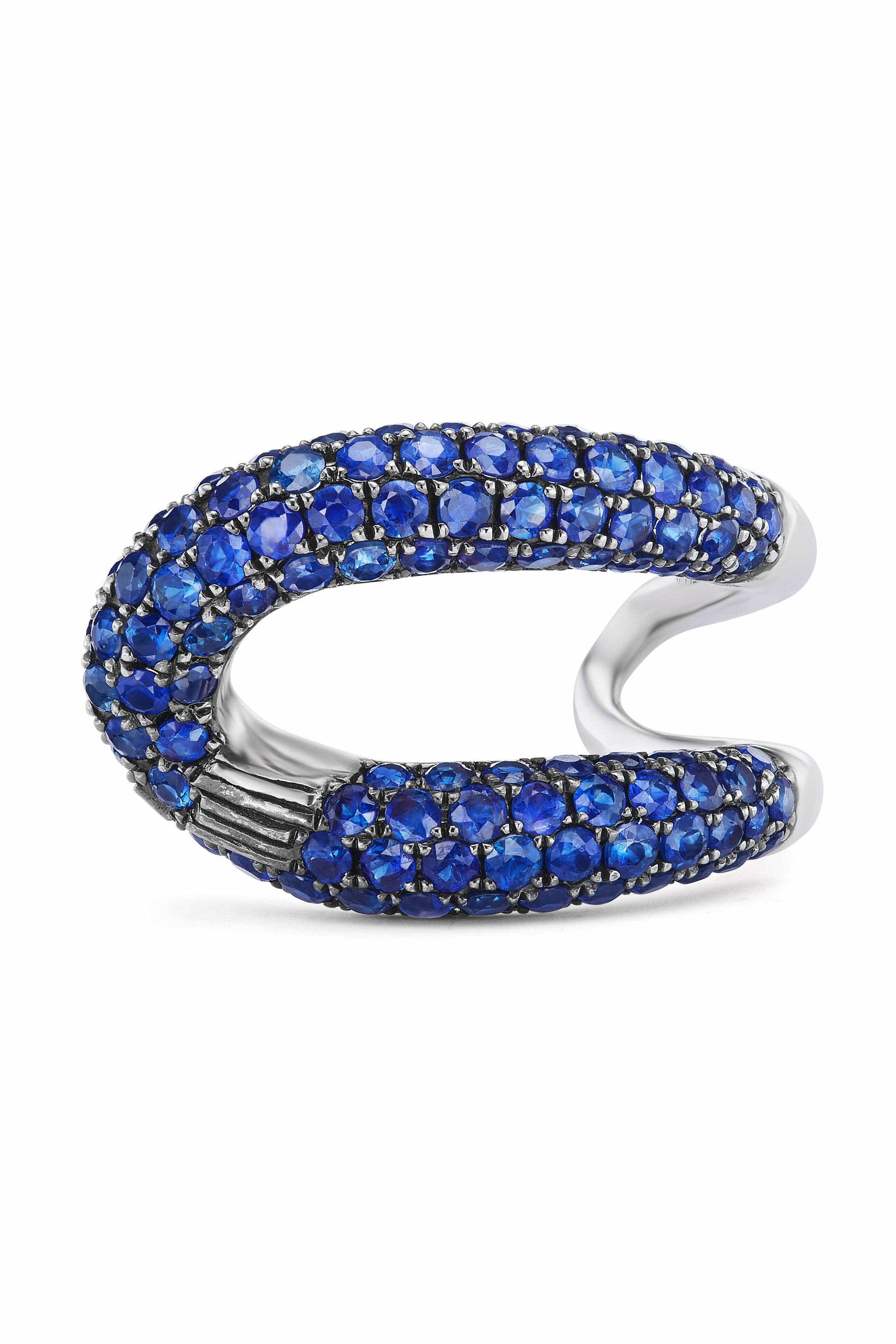 GEMELLA JEWELS-Blue Sapphire Intertwin Ring-BLACK GOLD
