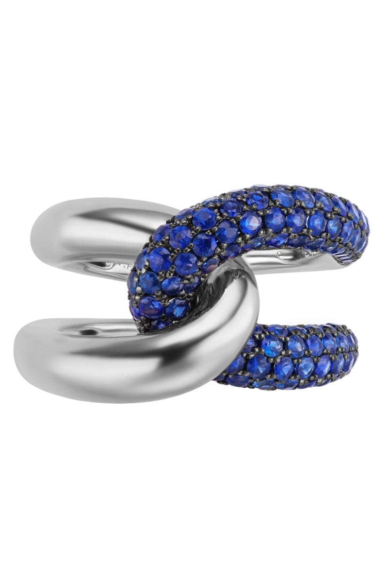 GEMELLA JEWELS-Blue Sapphire Intertwin Ring-BLACK GOLD