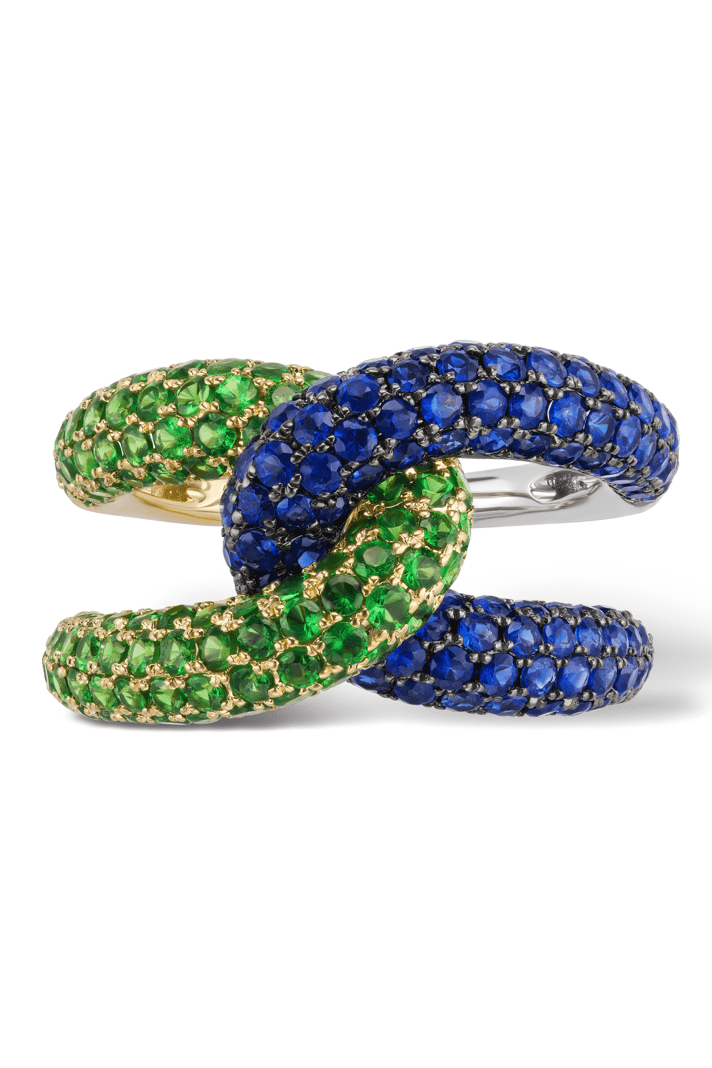 GEMELLA JEWELS-Tsavorite Intertwin Ring-YELLOW GOLD