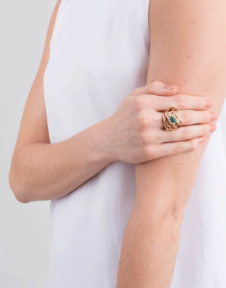 GEMFIELDS X MUSE-Millefili Ring With Emerald-ROSE GOLD